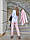 Костюм трійка - штани, жакет, блуза з принтом "метелик", арт 456, пудровий, фото 4