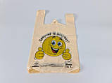 Пакет поліетиленовий майка з малюнком розмір 30х50 "Смайлик" 18 мкр 250 шт/уп., фото 3