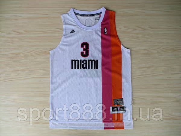 Біла баскетбольна майка Вейд 3 Флоридаанс джерсі Маямі Floridians Wade Miami Heat NBA