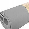 Килимок (мат) для йоги та фітнесу 183 х 61 х 0.6 см Springos TPE YG0017 Grey для будинку і спортзалу, фото 7