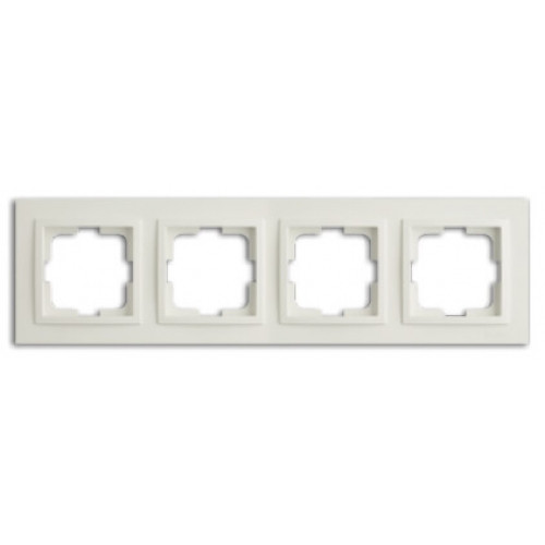 Рамка розетки горизонтальна чотиримісна, Mono Electric, DESPINA (білий), фото 1