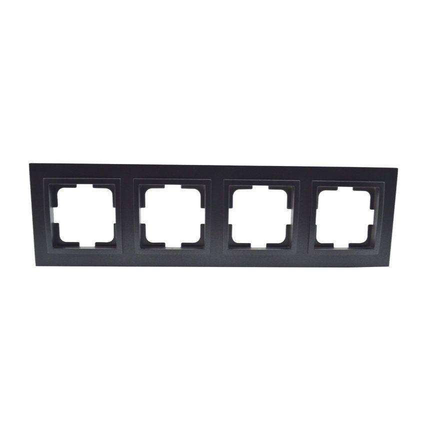 Рамка розетки горизонтальна чотиримісна, Mono Electric, DESPINA (графіт), фото 1
