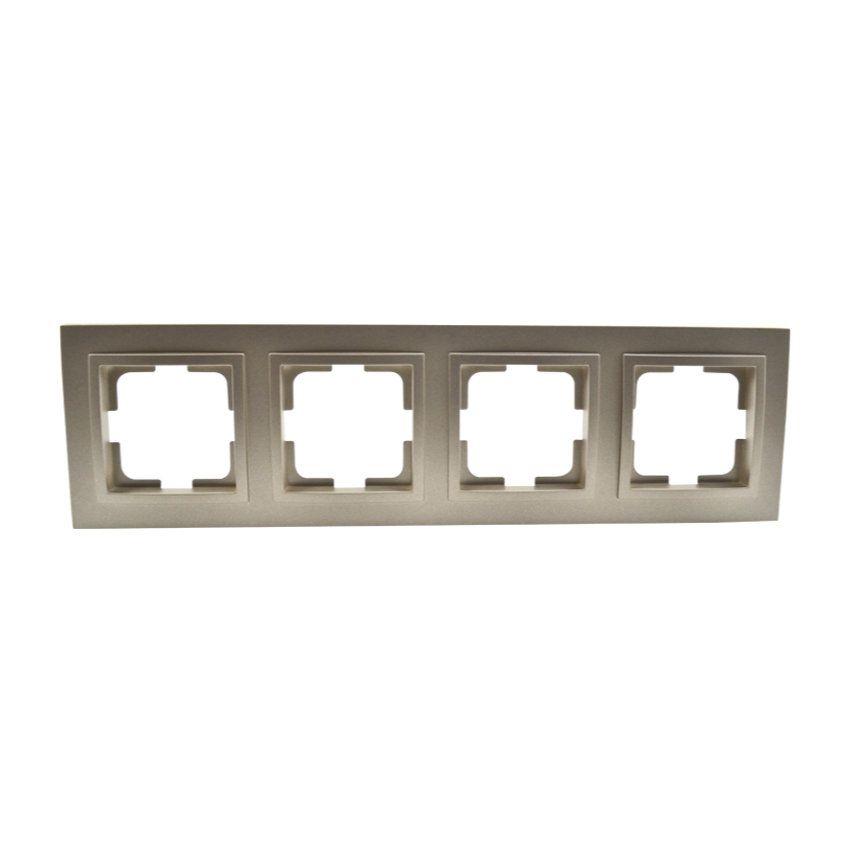 Рамка для розетки горизонтальна чотиримісна, Mono Electric, DESPINA (титан), фото 1
