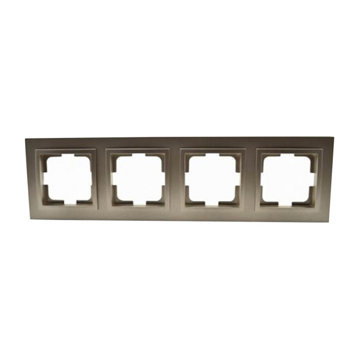 Рамка для розетки горизонтальна чотиримісна, Mono Electric, DESPINA (бронза), фото 1