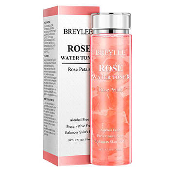 Тонік із пелюстками троянд BREYLEE Rose Water Toner 200 мл заспокоює шкіру