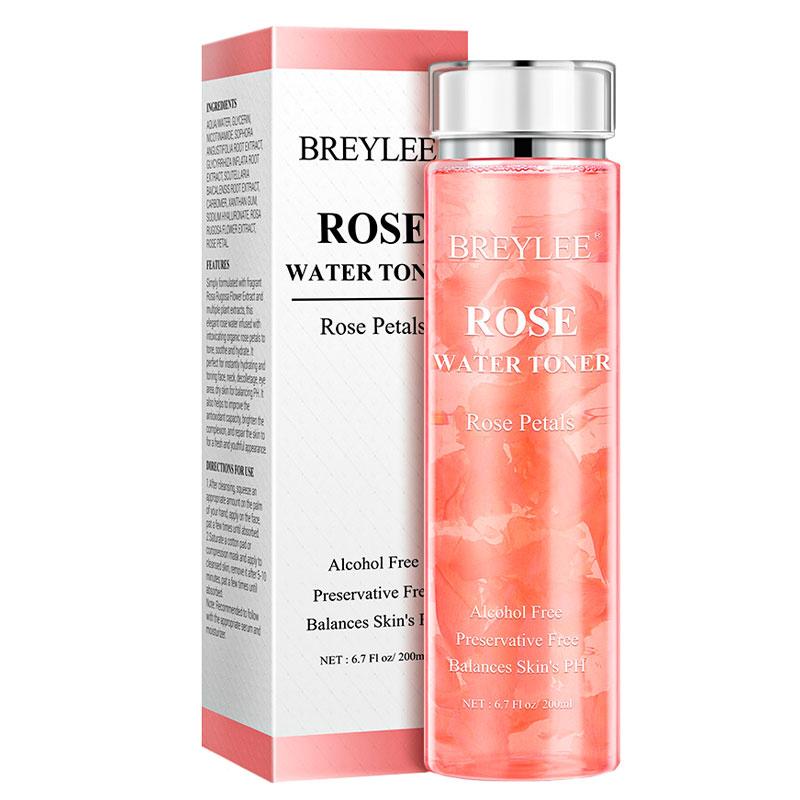 Тонік із пелюстками троянд BREYLEE Rose Water Toner 200 мл для обличчя