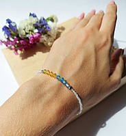 Витончений патріотичний браслет із фіанітів і Swarovski "Флаг України" Ручна робота!