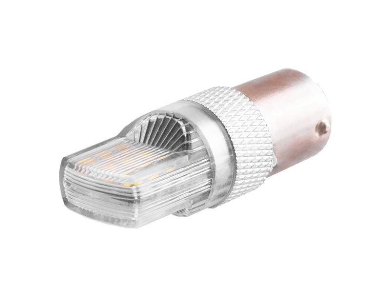 Світлодіодна авто лампа T25-3030-18SMD з лінзою плоска стробоскоп 1156 білий 12V LEDUA