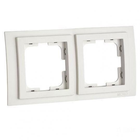 Рамка для розетки горизонтальна подвійна, Mono Electric, DESPINA (білий), фото 1