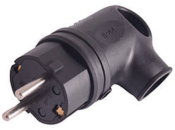 Вилка з заземленням кутова 16А каучукова / LMA077 Лємансо