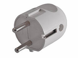 Вилка пряма з заземленням біла / LMA008 Лємансо