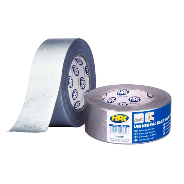 Армированная клейкая лента (сантехнический скотч) HPX Duct Tape Universal 1900 48ммх50м серебристая - фото 1 - id-p1660816787