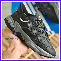 Кросівки чоловічі Adidas Ozweego black reflective / Адідас Озвіго чорні рефлективні / адідаси темні азвіго