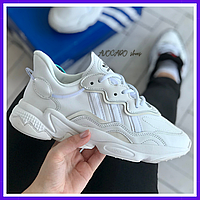 Кроссовки женские и мужские Adidas Ozweego white / Адидас Озвиго белые рефлективные