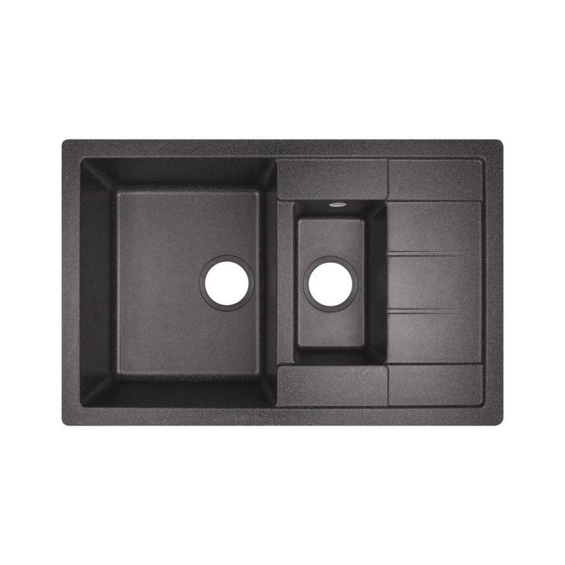 Кухонна мийка з додатковою чашею Lidz 780x495/200 BLA-03 (LIDZBLA03780495200), фото 1