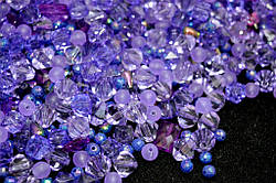 AB101-Mix-Violet Crystal. Мікс акрилових намистин та кристалів (10 грам )