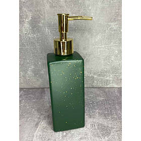 Дозатор для рідкого мила зелений із золотими вкрапленнями A-Plus 217 BS