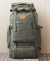Рюкзак великий мішковина брезент Pinzhiyiliu Зелений армійський