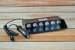 Стробоскоп в салон под лобовое стекло, Червоно-Синій S-9 Од прикуривателя на липучках и креплении 21см