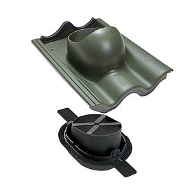 Прохідний елемент через натуральну/керамічну/цементно-піщану черепицю із ущільнювачем гідрозасуву, TIILI 2К Зелений RR11