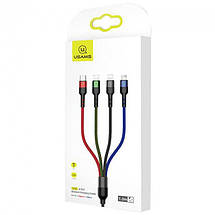 Універсальний кабель USAMS U26 4in1 USB to Combo (2A, 0.35m) кольоровий, фото 6