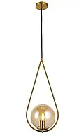 Современная подвесная люстра со стеклянным плафоном на одну лампу с цоколем Е27 Levistella 9163725-1 BRZ+BR