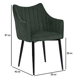 Зелені обідні крісла з вельвету Monte Sztruks на чорних ніжках для вітальні