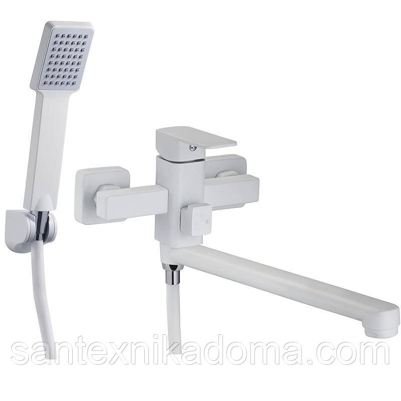 Змішувач для ванни ZEGOR (TROYA) довгий гусак євро LEB7-B123YW у білому кольорі, фото 1