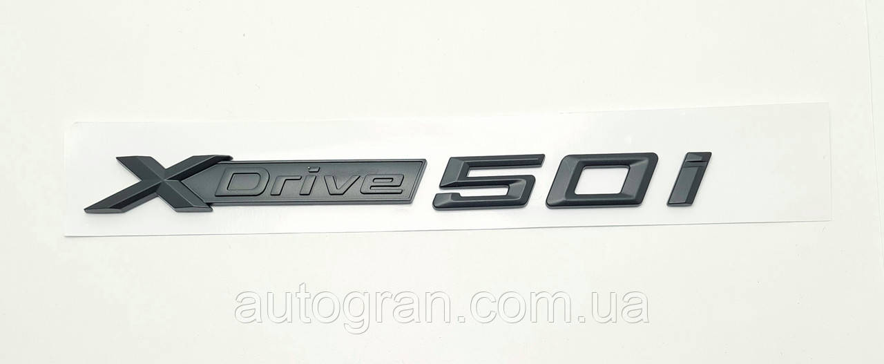 Емблема напис BMW Xdrive 5.0i чорний, фото 1