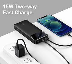 Power Bank Baseus Bipow Digital Display 20000mAh 15W 3A 2USB+Type-C, фото 4
