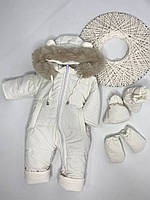 Зимний детский теплый комбинезон с пинетками, рукавичками 0-6 мес, 6-12 мес (74 размер), 12-18 мес (80 размер)