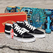 Чоловічі кеди кросівки чорні Vans з білою підошвою, фото 3