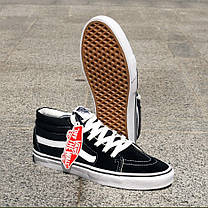 Чоловічі кеди кросівки чорні Vans з білою підошвою, фото 6