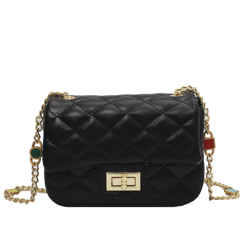 Жіноча сумка з клапаном стьобана фактура А02-1830 Чорна, фото 1