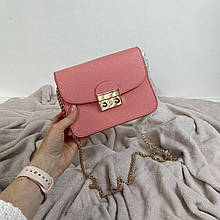 Стильна сумка клатч на ланцюжку в стилі фурла 0154 Рожева