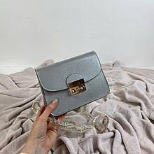 Стильна сумка клатч на ланцюжку в стилі фурла 0154 Срібляста