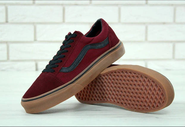 Кеди Vans Old Skool Bordo Gum (Ванс Олд Скул унісекс бордові), фото 1