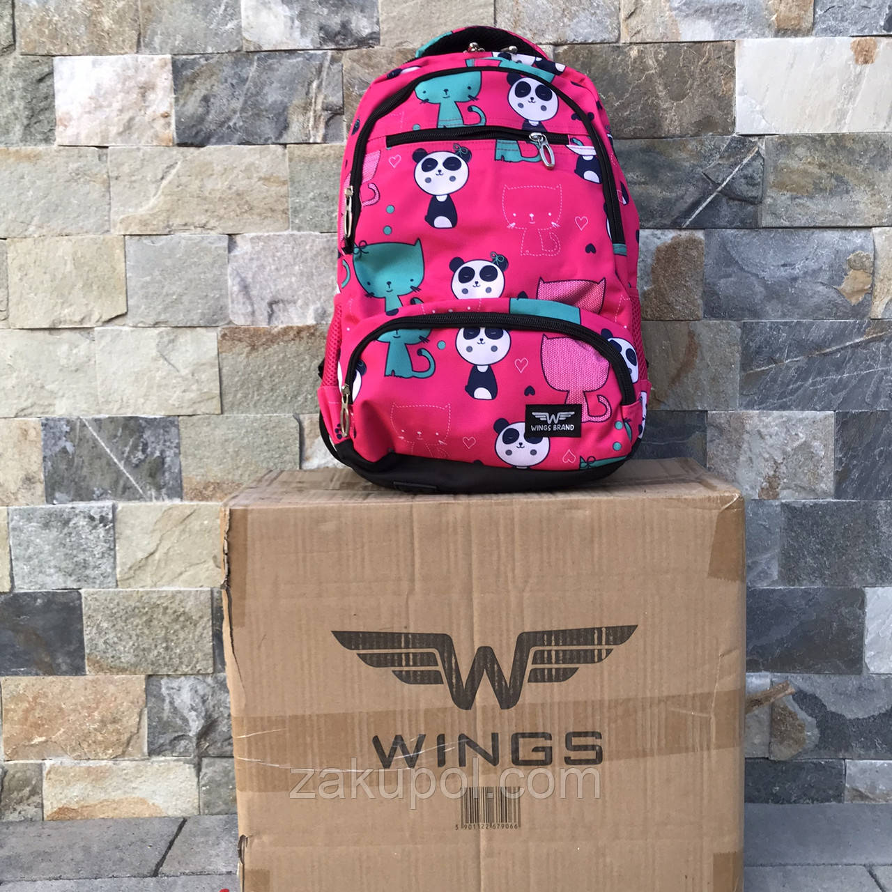 Рюкзак шкільний дитячий Wings PANDA Рожевий