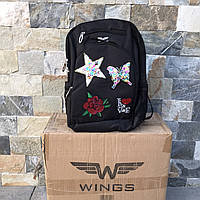 Рюкзак шкільний дитячий Wings PATCHES Чорний