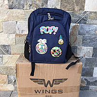 Рюкзак шкільний дитячий Wings PATCHES Синій