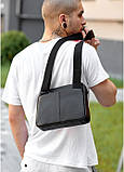 Сумка месенджер чорна з шкіри унісекс, фото 3