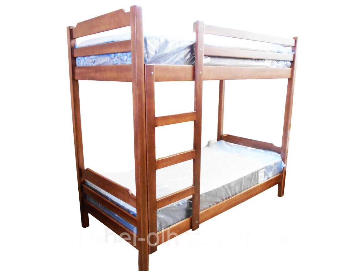 Двухьярусная ліжко з дерева в білому кольорі