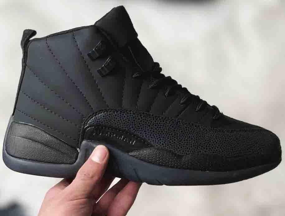 Кроссовки мужские Nike Jordan 12 Black Ovo Найк Джордан высокие черные ...