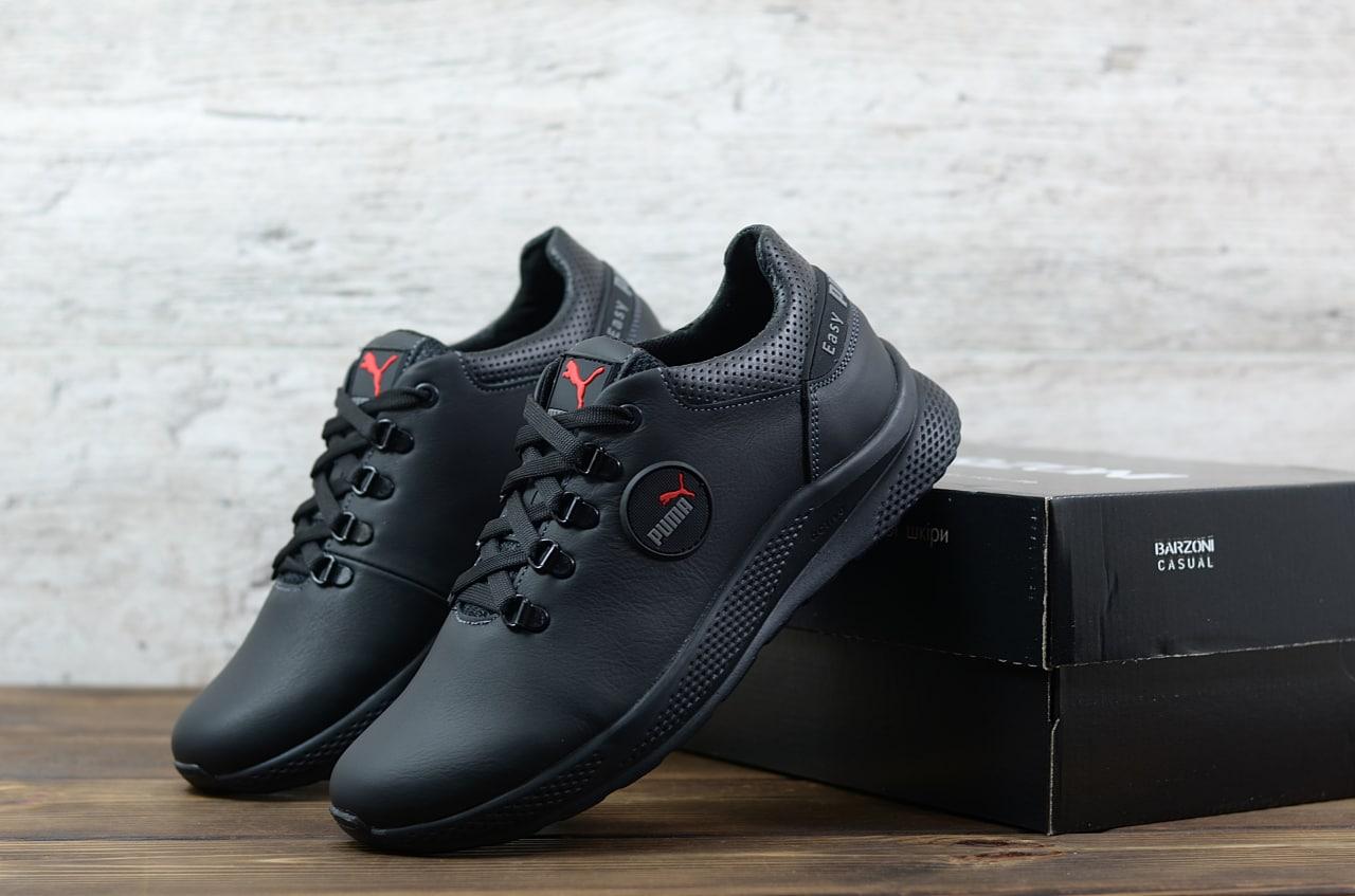 Чорні шкіряні чоловічі кросівки розміри 41 42 43, фото 1