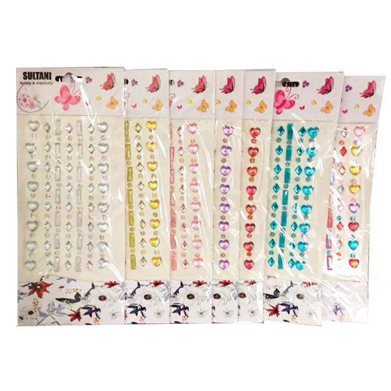 Стрази-наклейки акрилові АСОРТІ-11, 22*9,5см, 8 дизайнів, фото 1