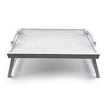 Дерев'яний піднос-столик  білий з патиною (з ручками) 53 33 см