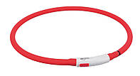 Мигающее кольцо для собак USB, силикон, XS XL: 70 см/ф 10 мм, красный