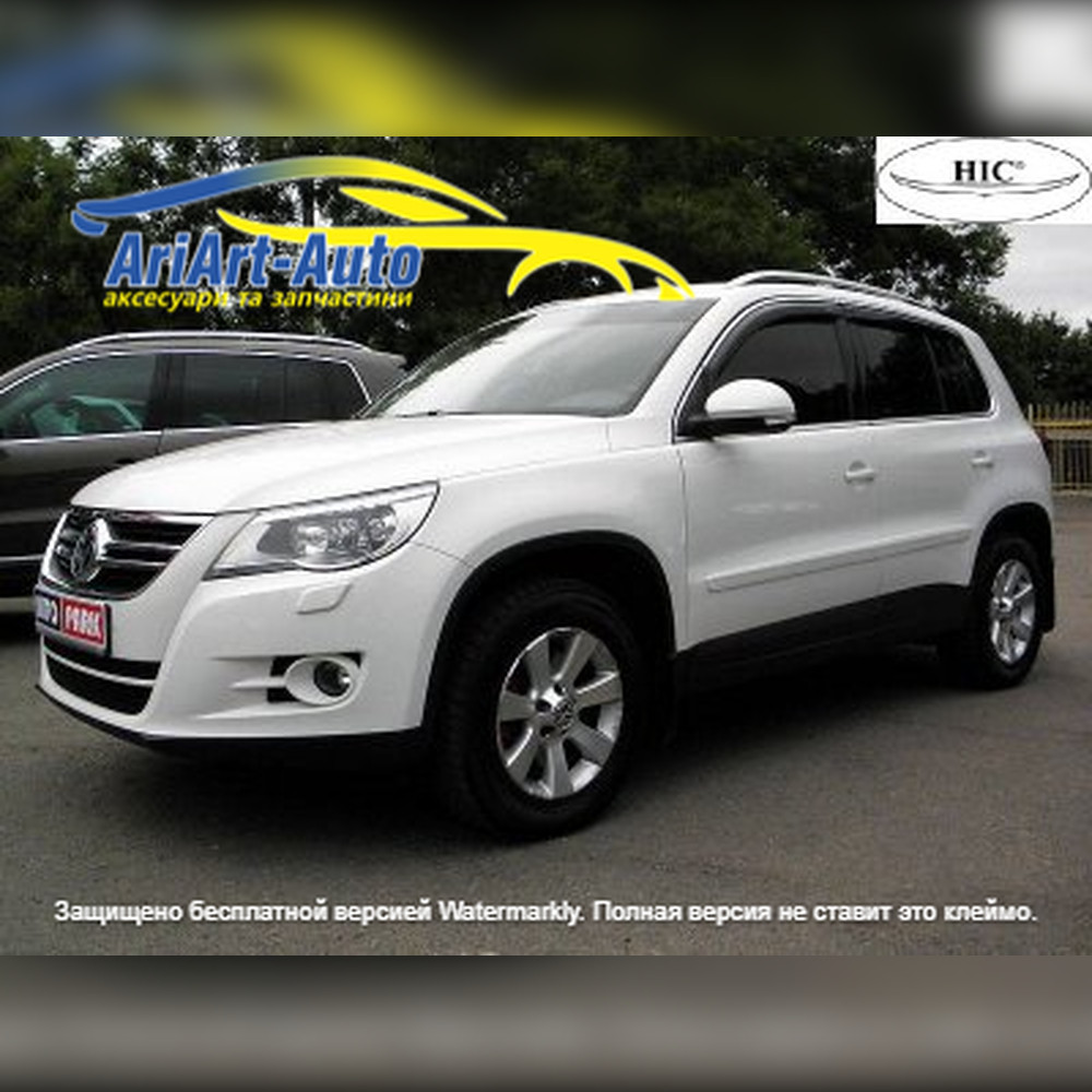 Дефлектори вікон вітровики Volkswagen Tiguan 2007-2015 (скотч) TopVisor з хромом молдингом, фото 1