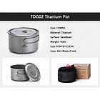 Титановий казанок Naturehike 1300 мл NH18T202-B silver, фото 3