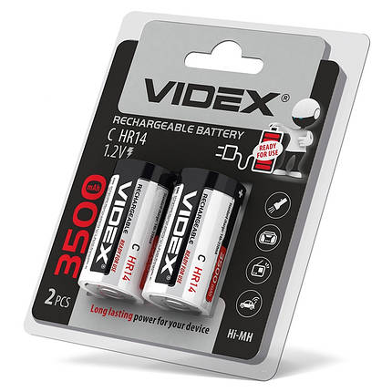 Акумулятор Videx HR14 3500mAh 1.2V double blister/ блістер 2шт. HR14/3500/2DB, фото 2